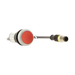 Drukknop, RMQ Compact, rood, vlak, vast, 0no/1nc, M12A-male, kabel zwa